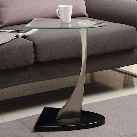 Contemporary Chrome Side Table with Tempered Glass Top